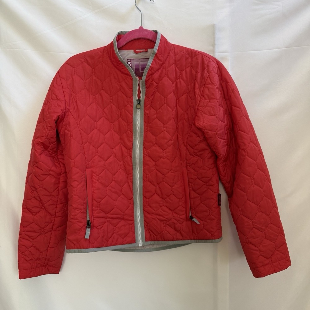 Burton red orange quilted full zip winter jacket lightweight women's size small